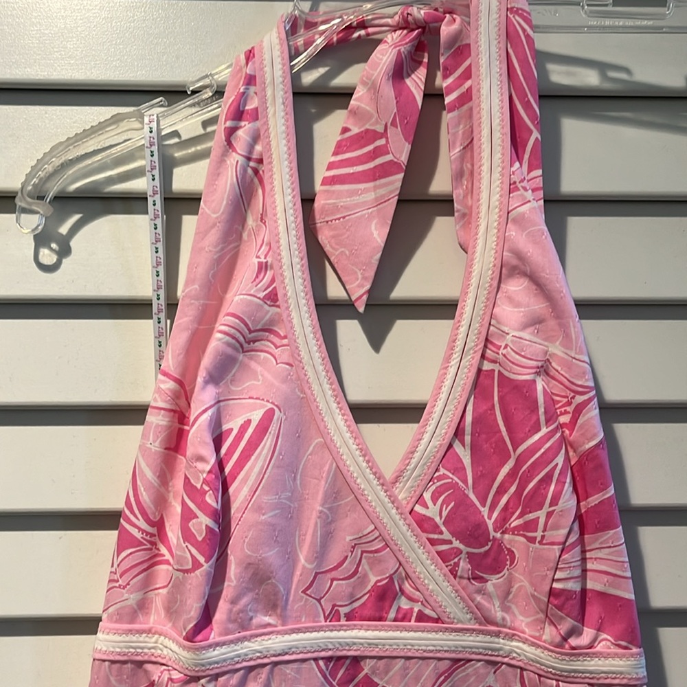 LILLY PULITZER. Pink and white Halter summer dress. Size 2 - Picture 2 of 5